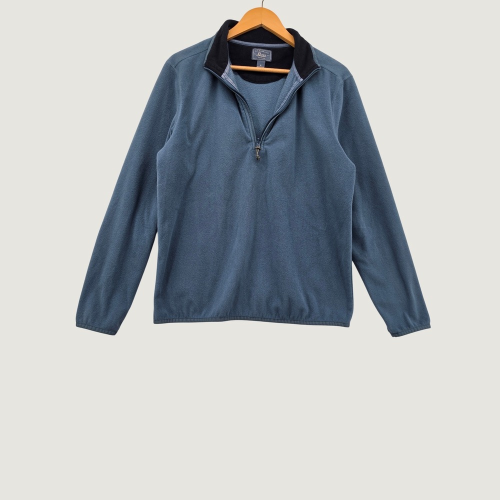GH Bass Mens Fleece Quarter Zip Pullover Blue M Mock Neck Sweatshirt Gorpcore
